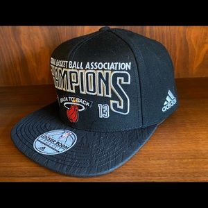 Official Adidas Miami Heat basketball 2013 finals championship black cap